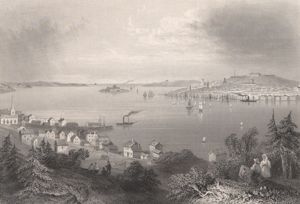 NOVA SCOTIA. Halifax, from Dartmouth. Canada. BARTLETT 1842 old antique print
